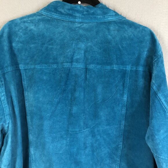 CWS Leather Jacket Womens 1X Plus Size Blue Suede Trucker Turquoise Western - Picture 14 of 16